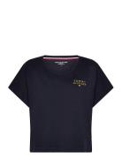 Ss T-Shirt Gold Embroidery Navy Tommy Hilfiger