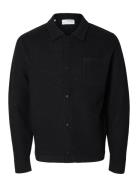 Slhreason Ls Knit Boiled Wool Cardigan Black Selected Homme