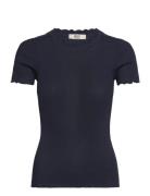 Rmwbea Lace Ss Top Navy RM By Rosemunde