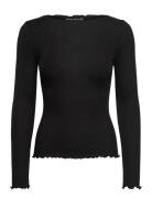 Rmwbalta Modal Ls Boatneck Blouse Black RM By Rosemunde