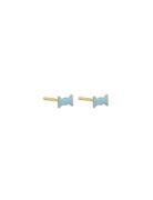 Bow Tie Earstuds Blue Design Letters