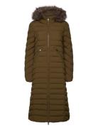 Fuji Faux Fur Hooded Longline Khaki Superdry