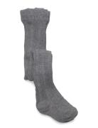 Cable Knitted Stockings Grey Melange Grey Geggamoja