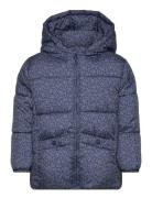 Flowers Print Quilted Anorak Navy Mango