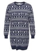 Carxmas Winter Ls O-Neck Dress Knt Navy ONLY Carmakoma