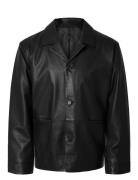 Slhcarl Leather Hybrid Blazer Black Selected Homme