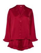 Pyjama Set Satin Frill Red Lindex