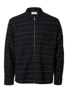 Slhjames Checks Zip Overshirt Black Selected Homme