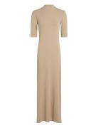 Slim 5X2 Rib Midi Dress 1/2 Beige Tommy Hilfiger