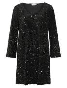 Vifaith V-Neck L/S Sequin Dress/Vol Black Vila