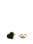 Earring Stud Enamel Heart Gold Design Letters