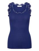 Rwbabette Sl U-Neck Long Lace Top Blue Rosemunde