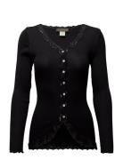 Rwbabette Ls V-Neck Regular Lace Ca Black Rosemunde