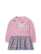 Knitwear Combined Dress For Baby -Bci Pink Boboli