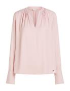 Soft Vis V Neck Ls Blouse Pink Tommy Hilfiger