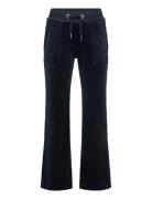 Tonal Embro Velour Patch Pocket Wide Leg Navy Juicy Couture