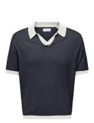 Onsadrian Reg 12 Ss Contrast Polo Knit Navy ONLY & SONS