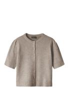 Nlflodet Ss Short Knit Cardigan Beige LMTD