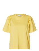 Slfpenelope 2/4 Ruffle Tee Noos Yellow Selected Femme