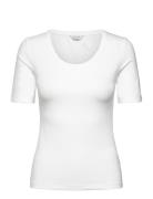 Slim Cot/Ela Ss Scoop Neck Top White GANT