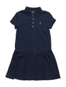 Stretch Mesh Polo Dress Blue Ralph Lauren Kids