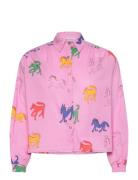 Wonder Horse Print Gathered Shirt Pink Bobo Choses