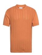 Knitted S/S O-Neck Tee Orange Lindbergh