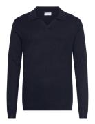 Ecovero L/S V-Neck Polo Navy Lindbergh