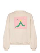 Abstract Cat Smile Print Sweatshirt Cream Bobo Choses