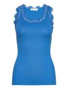 Rwbabette Silk Sl U-Neck Long Lace Blue Rosemunde