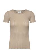 Rwbelize Silk Ss T-Shirt Khaki Rosemunde
