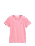 Printed Rib T-Shirt Pink Tom Tailor