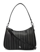 Pinstripe Leather Medium Danni Bag Black Lauren Ralph Lauren