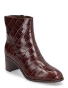 Cassie Crocodile-Embossed Leather Bootie Brown Lauren Ralph Lauren