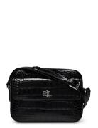 Croc-Embossed Medium Marcy Camera Bag Black Lauren Ralph Lauren