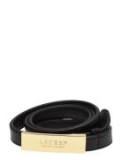 Logo Leather Skinny Belt Black Lauren Ralph Lauren