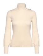 Button-Trim Mockneck Sweater Cream Lauren Ralph Lauren