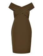 Crepe Off-The-Shoulder Cocktail Dress Khaki Lauren Ralph Lauren