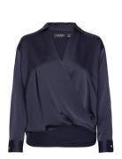 Satin Charmeuse Surplice Blouse Navy Lauren Ralph Lauren