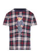 Polo Bear Plaid Cotton Jersey Tee Navy Ralph Lauren Kids