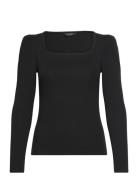 Stretch Cotton Ribbed Puff-Sleeve Tee Black Lauren Ralph Lauren