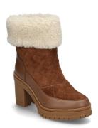 ine Shearling-Trim Suede Bootie Brown Lauren Ralph Lauren