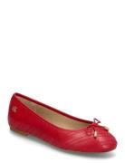 Jayna Stitched Leather Flat Red Lauren Ralph Lauren