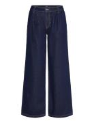 Rinse-Wash Wideleg Jeans With Pleats Blue Mango