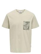 Onsperry Life Reg Leaf Ss Pockettee Noos Beige ONLY & SONS