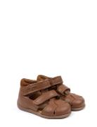 Starters™ Two Velcro Sandal Brown Pom Pom