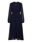 Dobby Dot Smock Midi Dress Black Bubbleroom