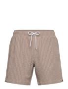 Pull-On Wide Seersucker Swim Trunk Beige Abercrombie & Fitch