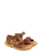 Classic Open Heel Sandal Brown Pom Pom