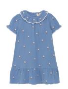 Dress Ss Embroidery Muslin Blue En Fant